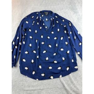 Lauren Ralph Lauren‎ Women's XXS Blue Floral Print Pleated Button Blouse